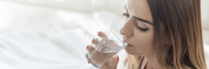 Dehydrated woman with dry mouth