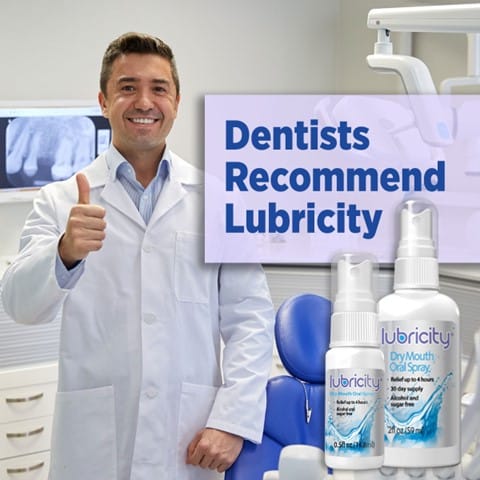 : A dentist recommending Lubricity as an effective method to combat cotton mouth from edibles