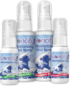 Lubricity oral dry mouth spray mint and strawberry in different size bottles